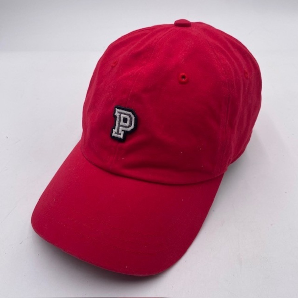 PINK Victoria Secret P Logo Baseball Cap Womens OS Red Cotton Adjustable Hat NEW